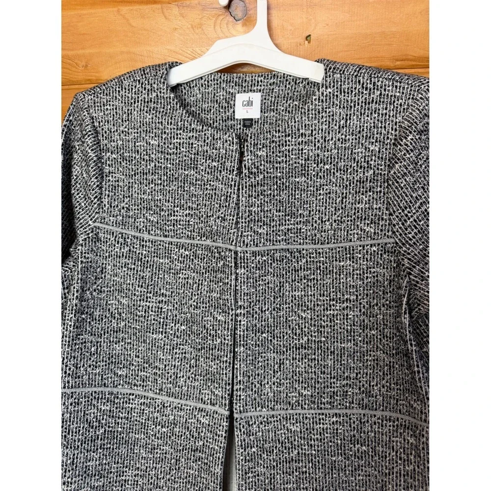 Cabi The Times Long Topper Jacket Cardigan Women's‎ Sz Large Black/ White